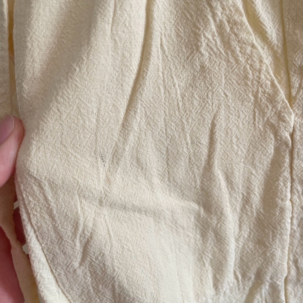 MISSLOOK Butter Yellow Cotton-Linen Wide Leg Pants - Picture 3 of 5